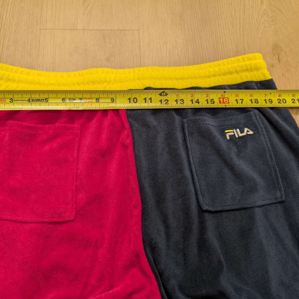 XL NWT FILA Analu Terry Polo & Kalili Shorts Towel Cloth Pink Blue Yellow